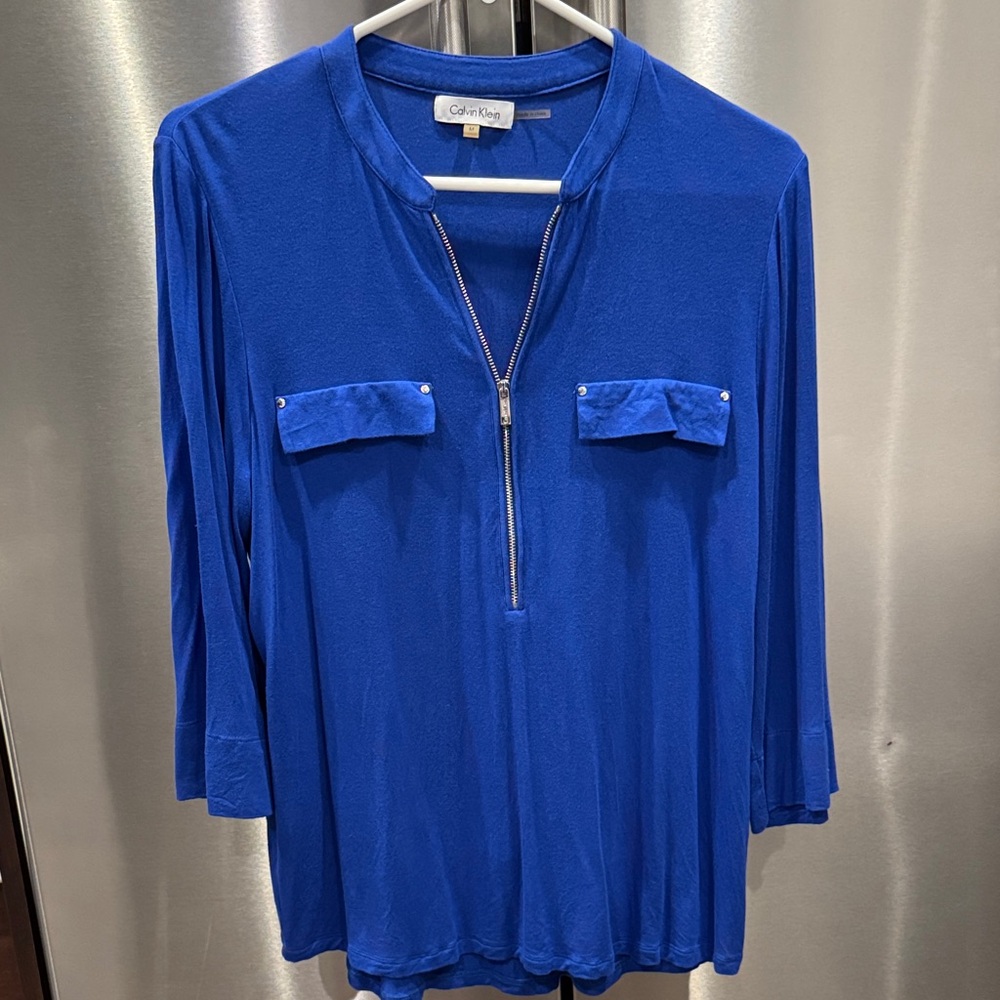 Calvin Klein Royal Blue Blouse with Zipper